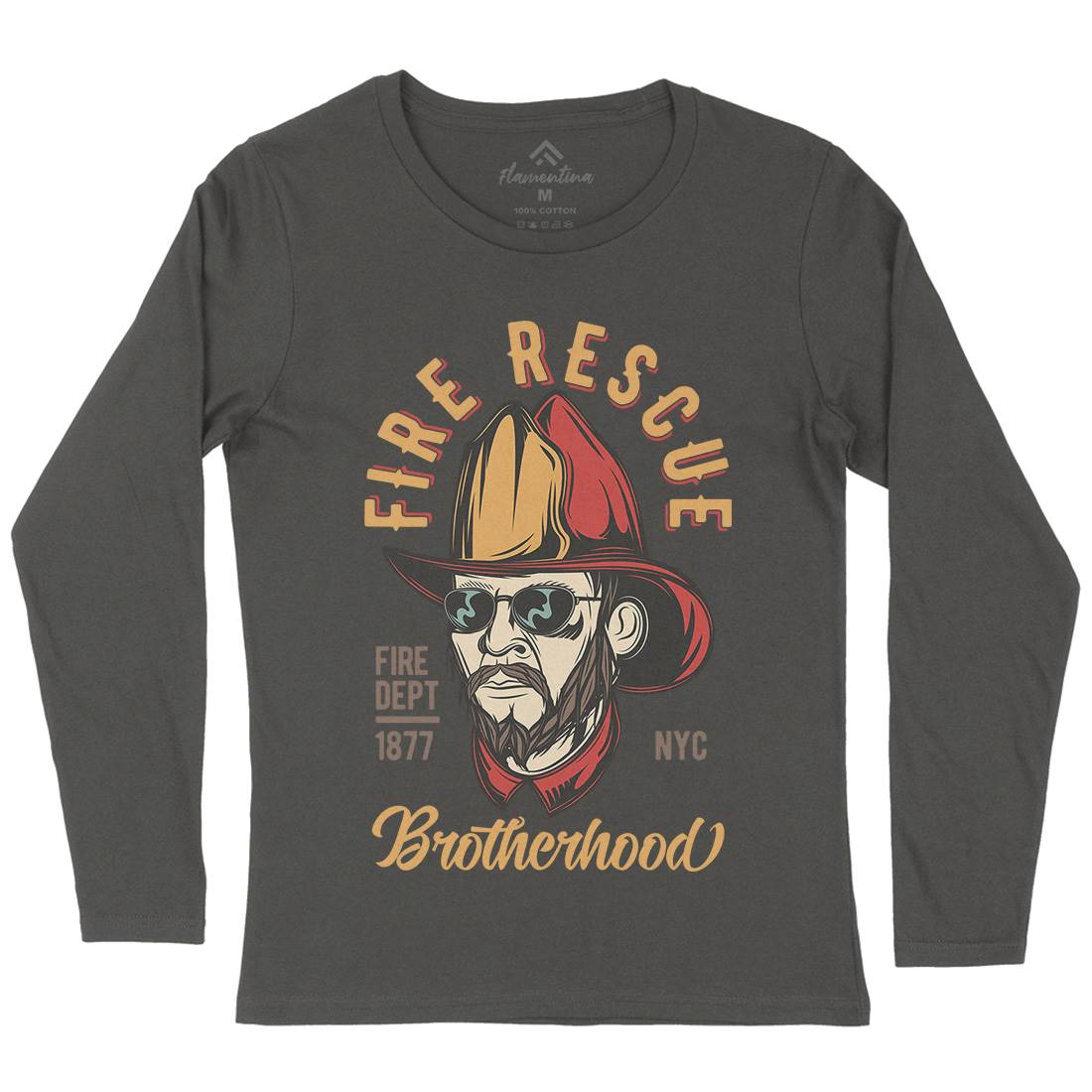Fire Rescue Womens Long Sleeve T-Shirt Firefighters C831
