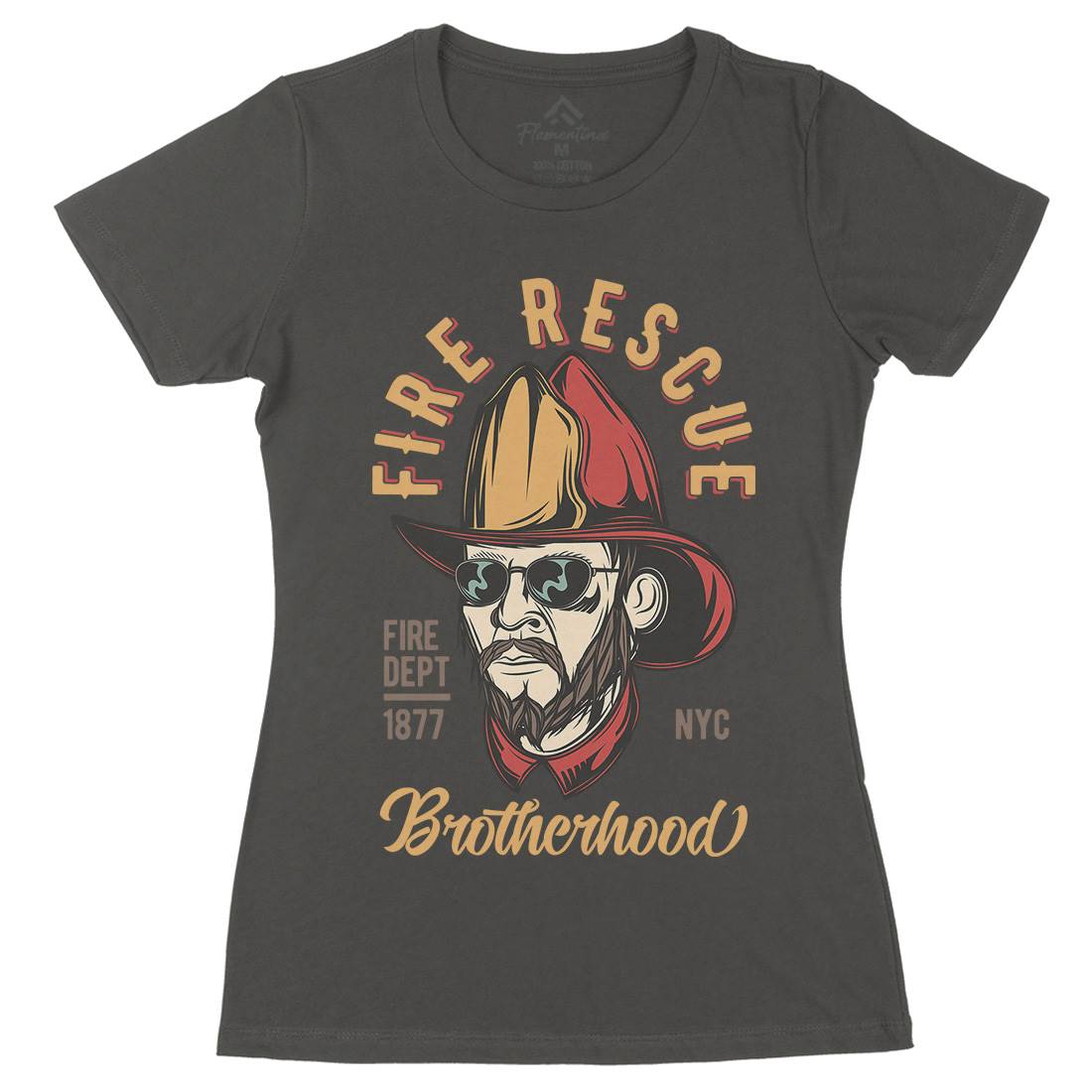 Fire Rescue Womens Organic Crew Neck T-Shirt Firefighters C831