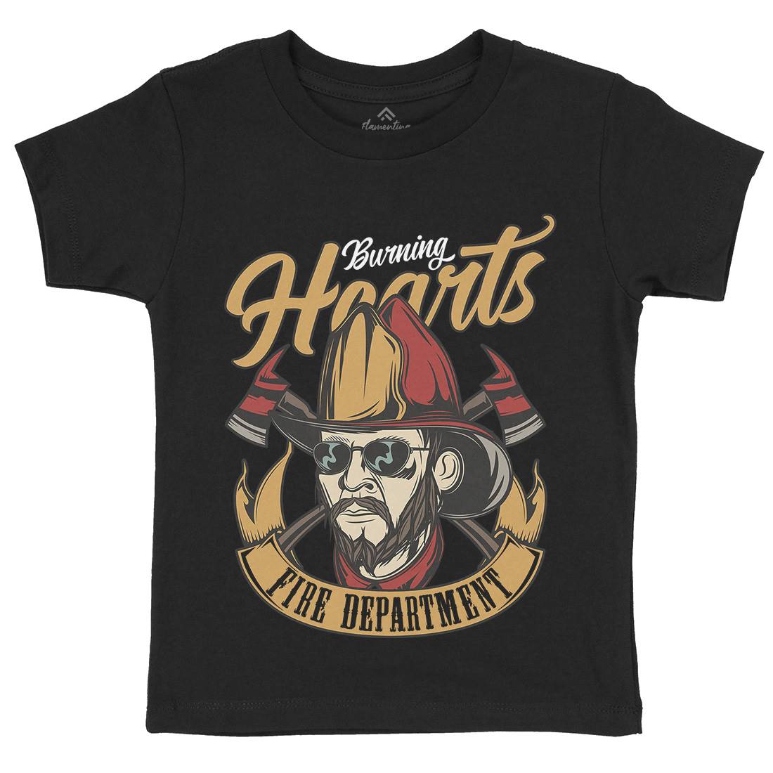 Hearts Kids Crew Neck T-Shirt Firefighters C832