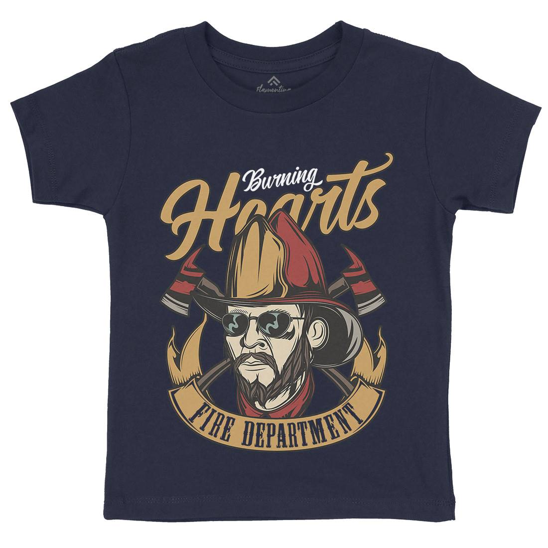 Hearts Kids Organic Crew Neck T-Shirt Firefighters C832