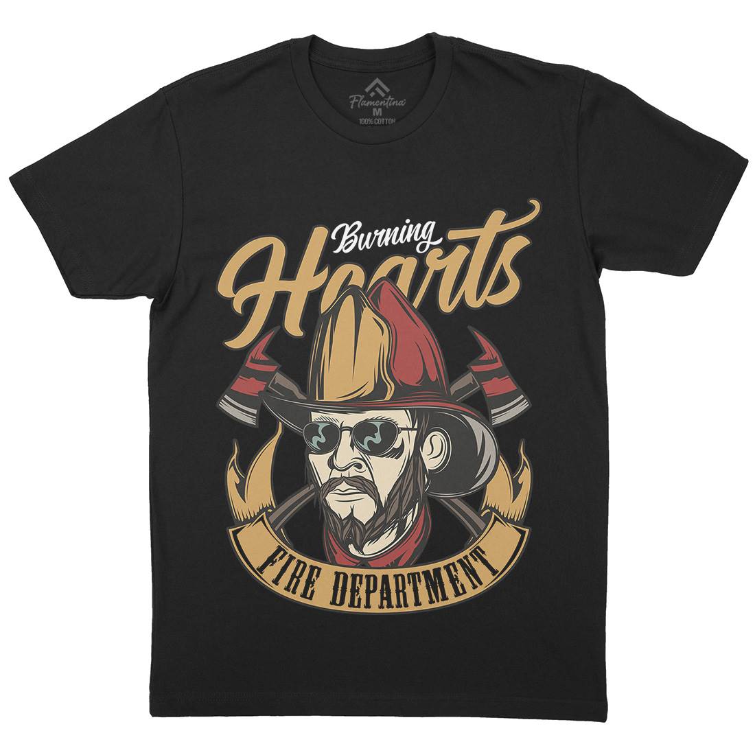 Hearts Mens Crew Neck T-Shirt Firefighters C832