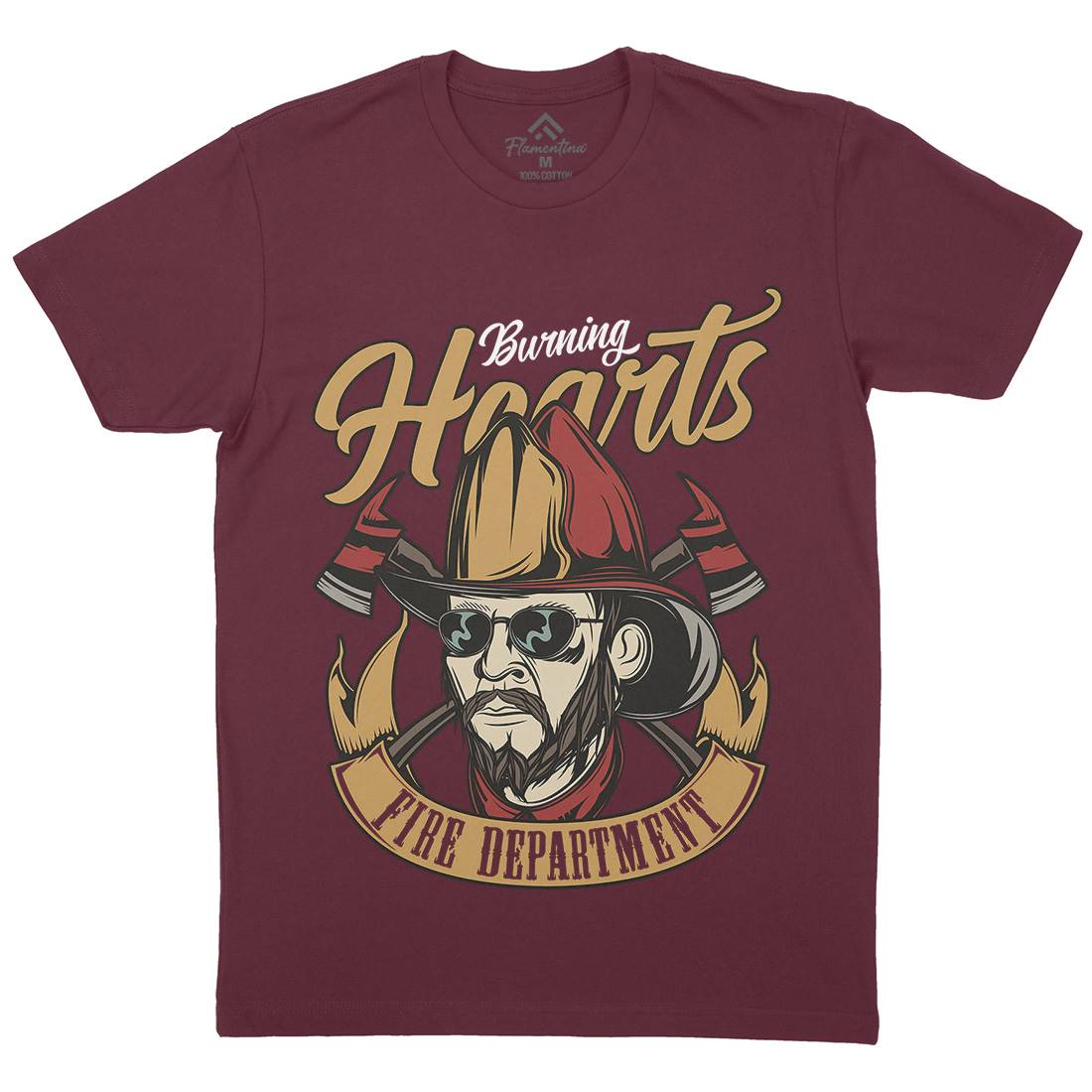 Hearts Mens Crew Neck T-Shirt Firefighters C832