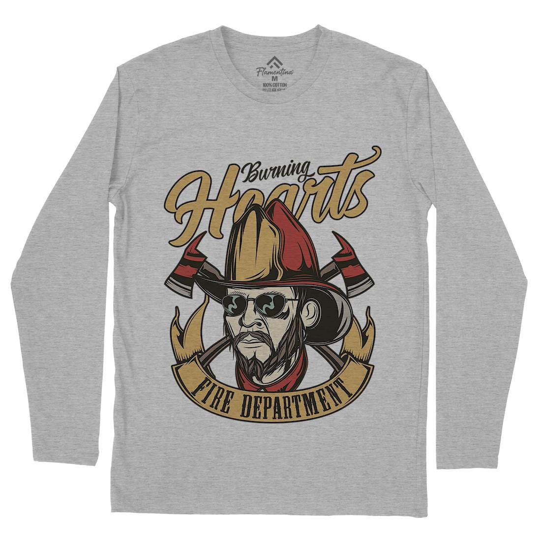 Hearts Mens Long Sleeve T-Shirt Firefighters C832