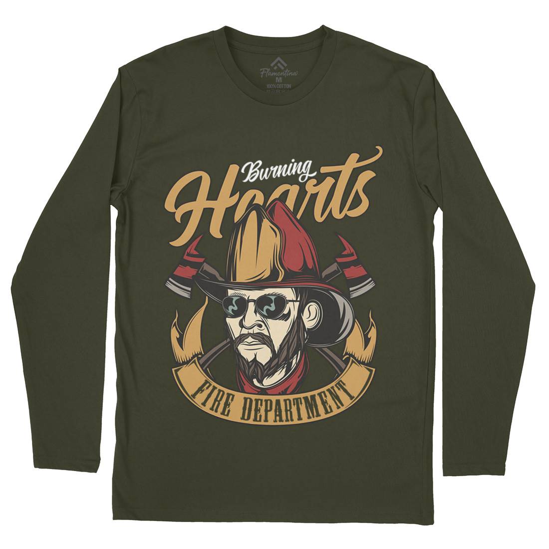 Hearts Mens Long Sleeve T-Shirt Firefighters C832