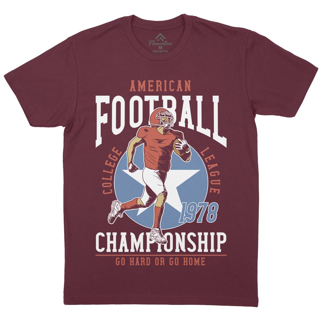 American Football Mens Organic Crew Neck T-Shirt Sport C833