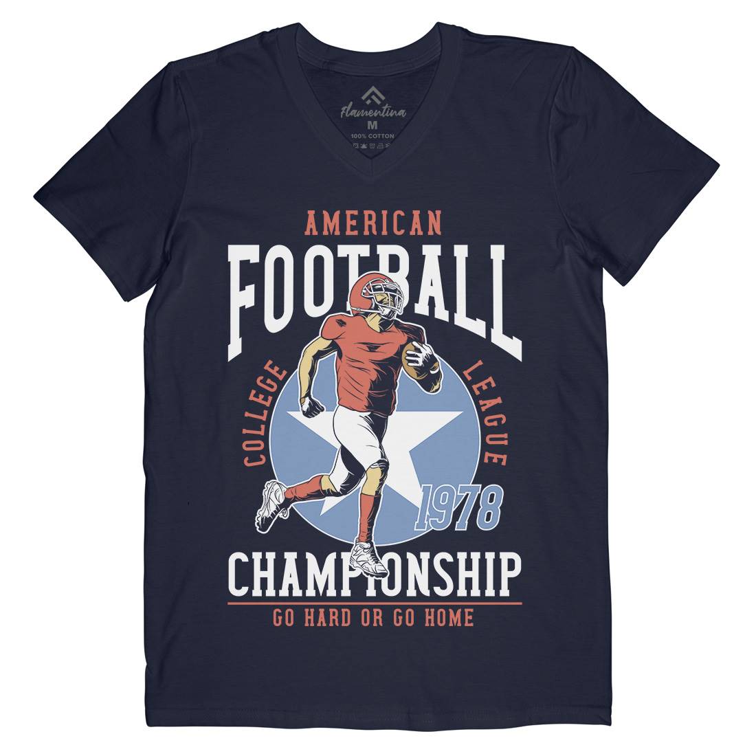 American Football Mens Organic V-Neck T-Shirt Sport C833