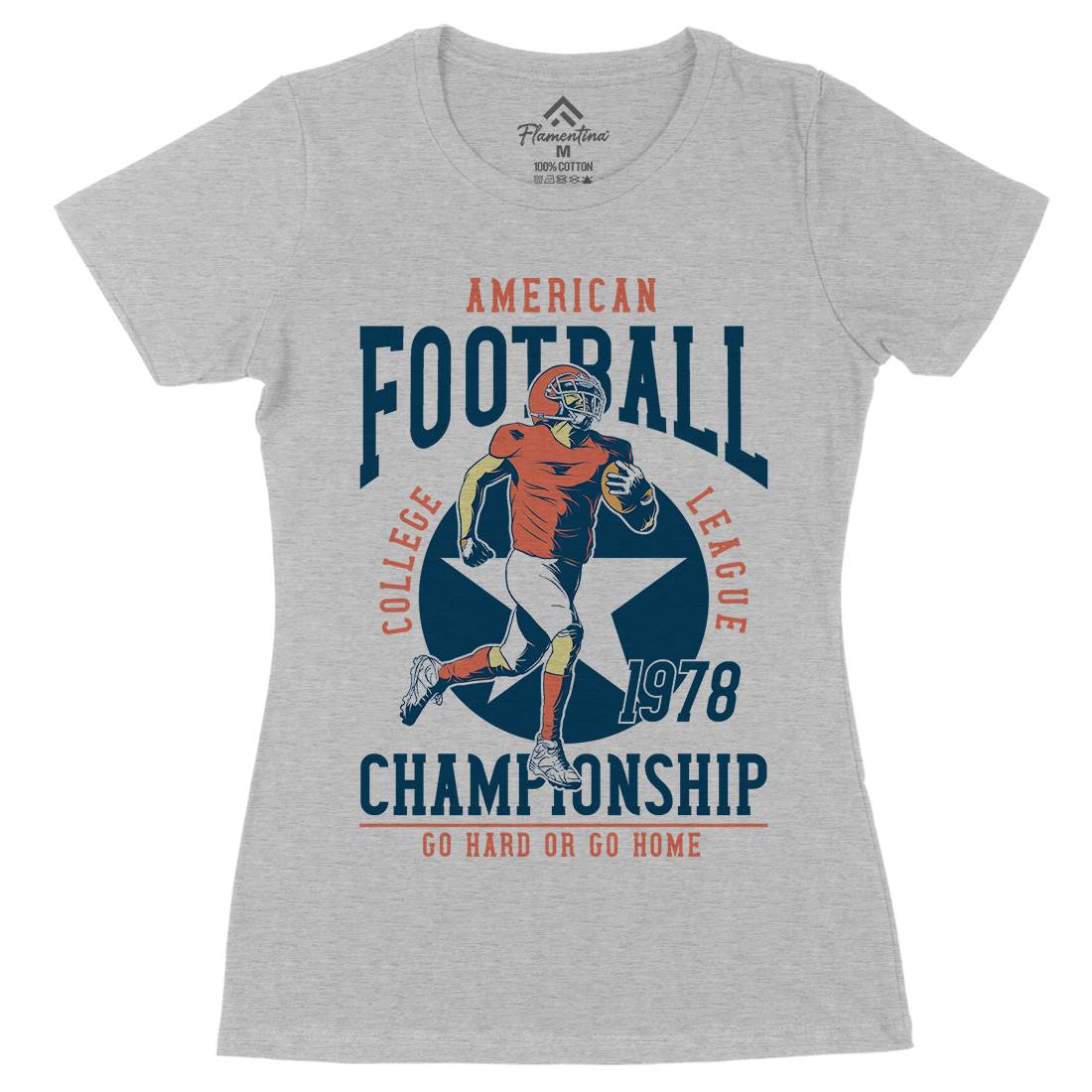 American Football Womens Organic Crew Neck T-Shirt Sport C833
