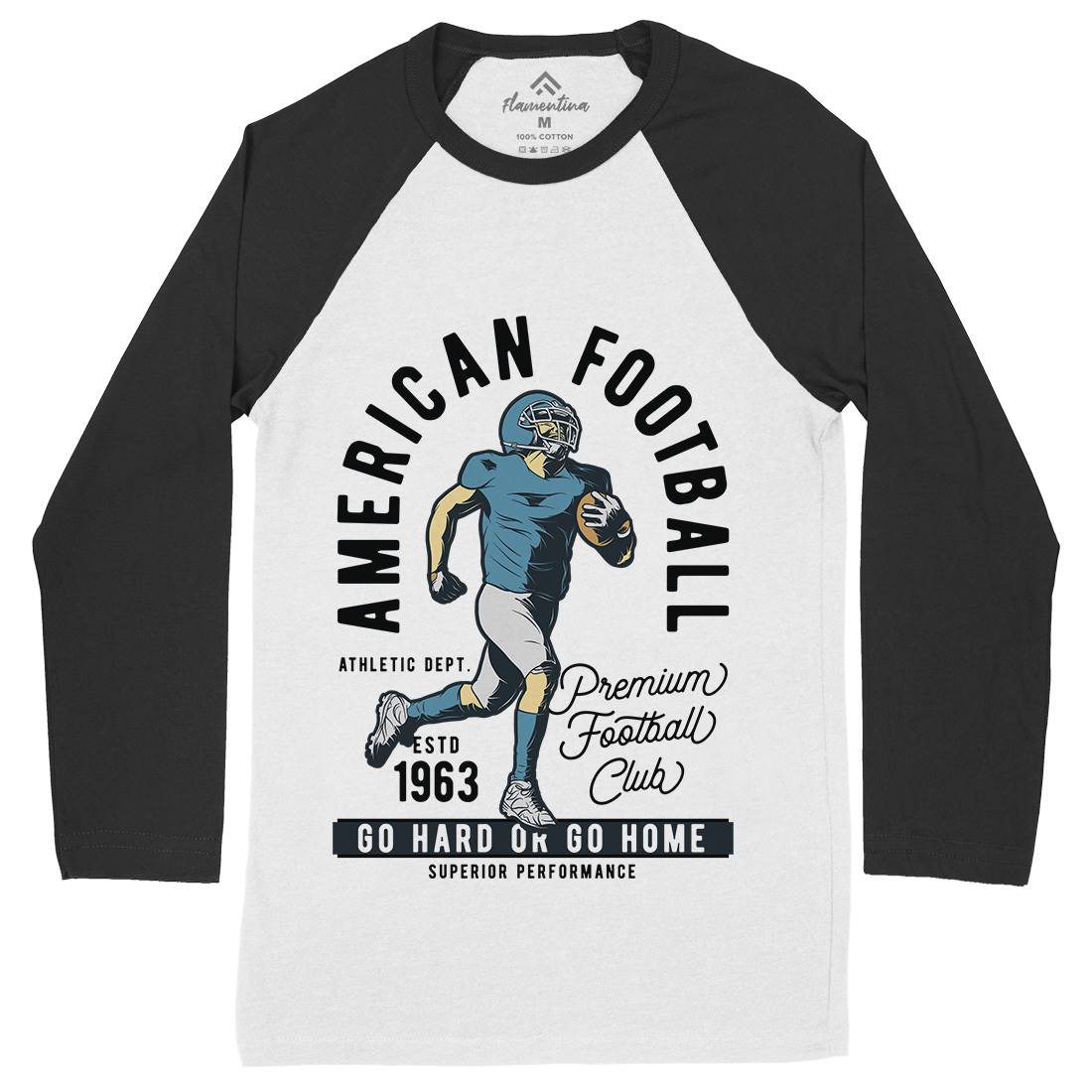 American Football Mens Long Sleeve Baseball T-Shirt Sport C834