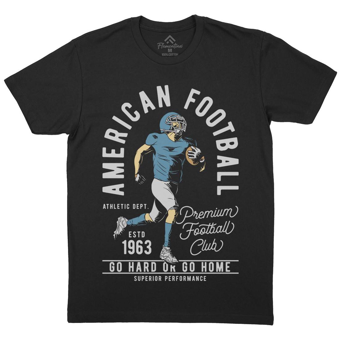 American Football Mens Organic Crew Neck T-Shirt Sport C834