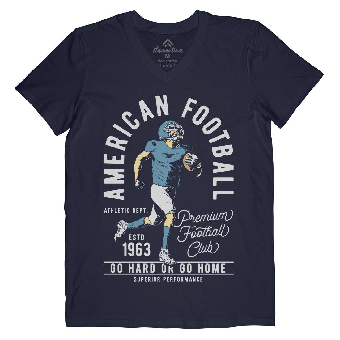 American Football Mens Organic V-Neck T-Shirt Sport C834