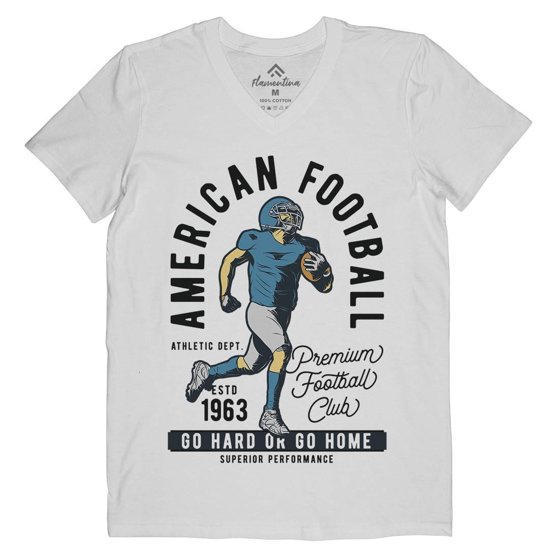 American Football Mens Organic V-Neck T-Shirt Sport C834