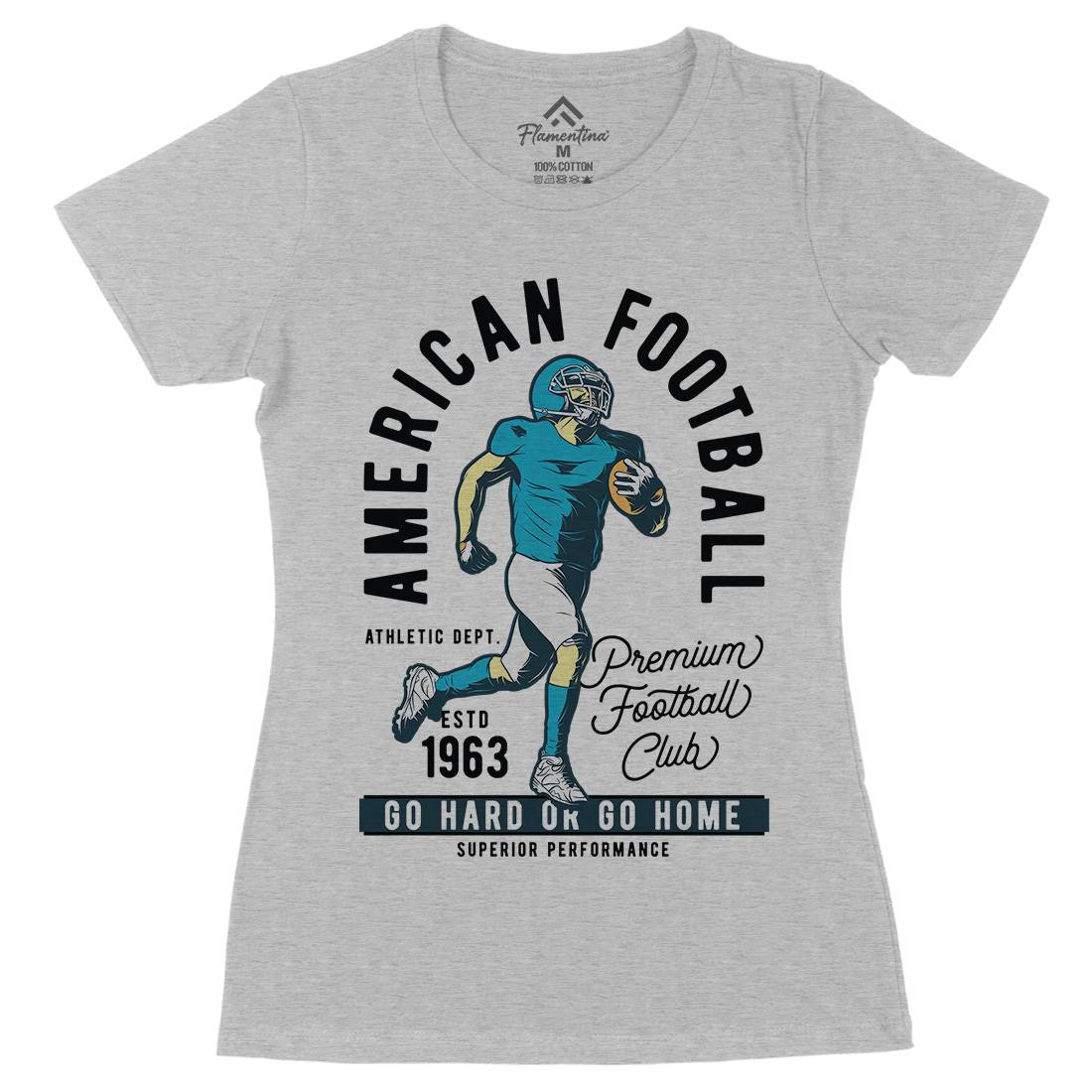 American Football Womens Organic Crew Neck T-Shirt Sport C834