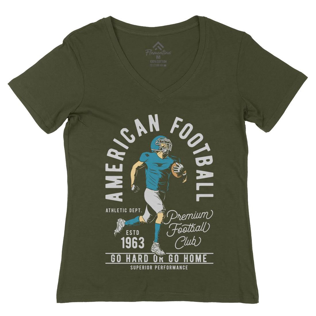 American Football Womens Organic V-Neck T-Shirt Sport C834