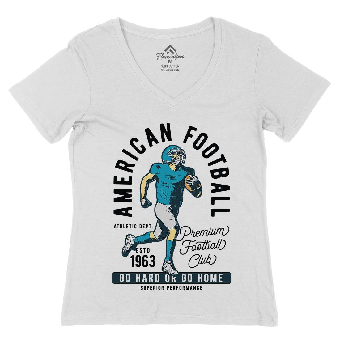 American Football Womens Organic V-Neck T-Shirt Sport C834