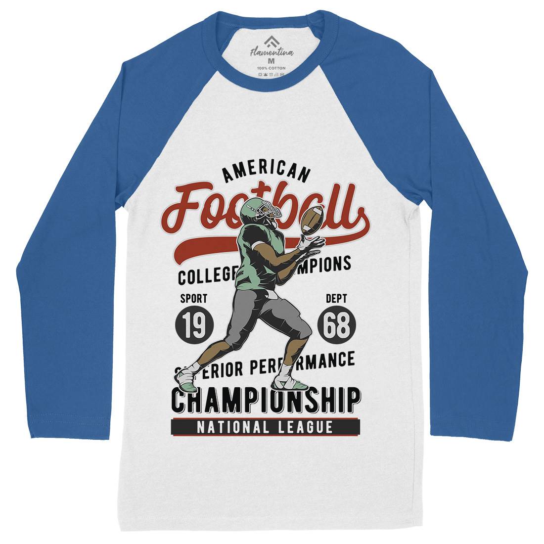 American Football Mens Long Sleeve Baseball T-Shirt Sport C835