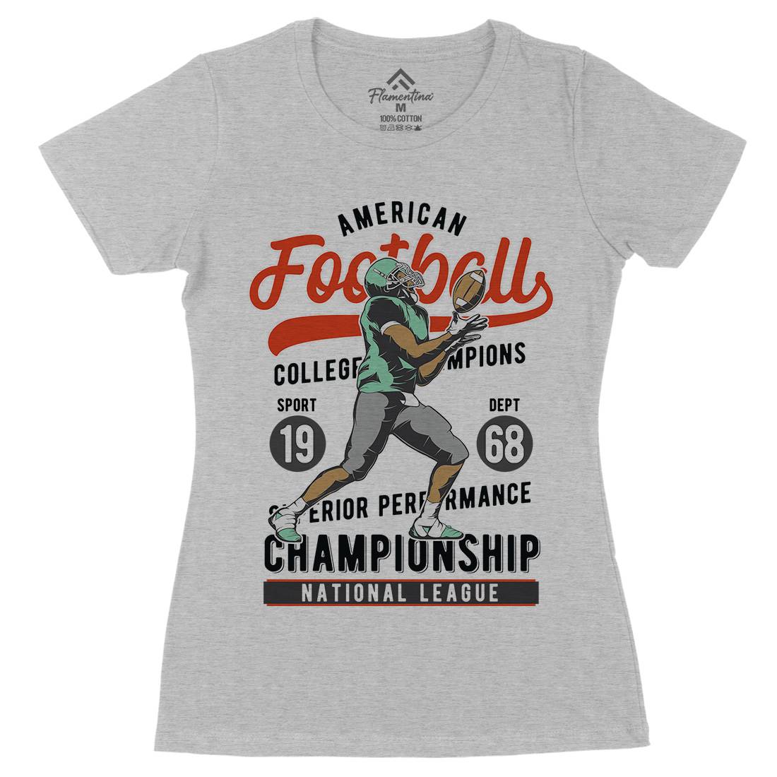 American Football Womens Organic Crew Neck T-Shirt Sport C835