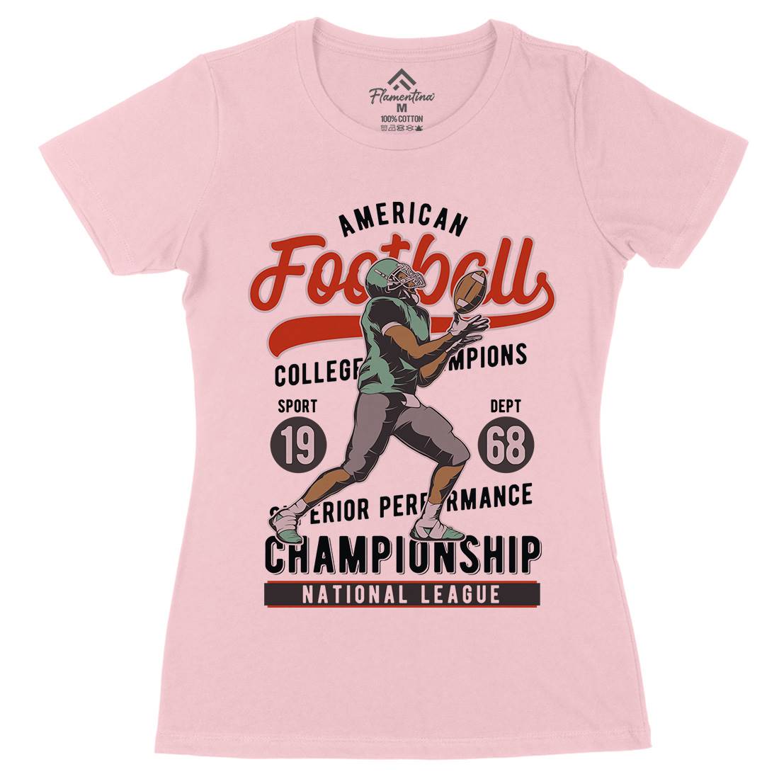 American Football Womens Organic Crew Neck T-Shirt Sport C835