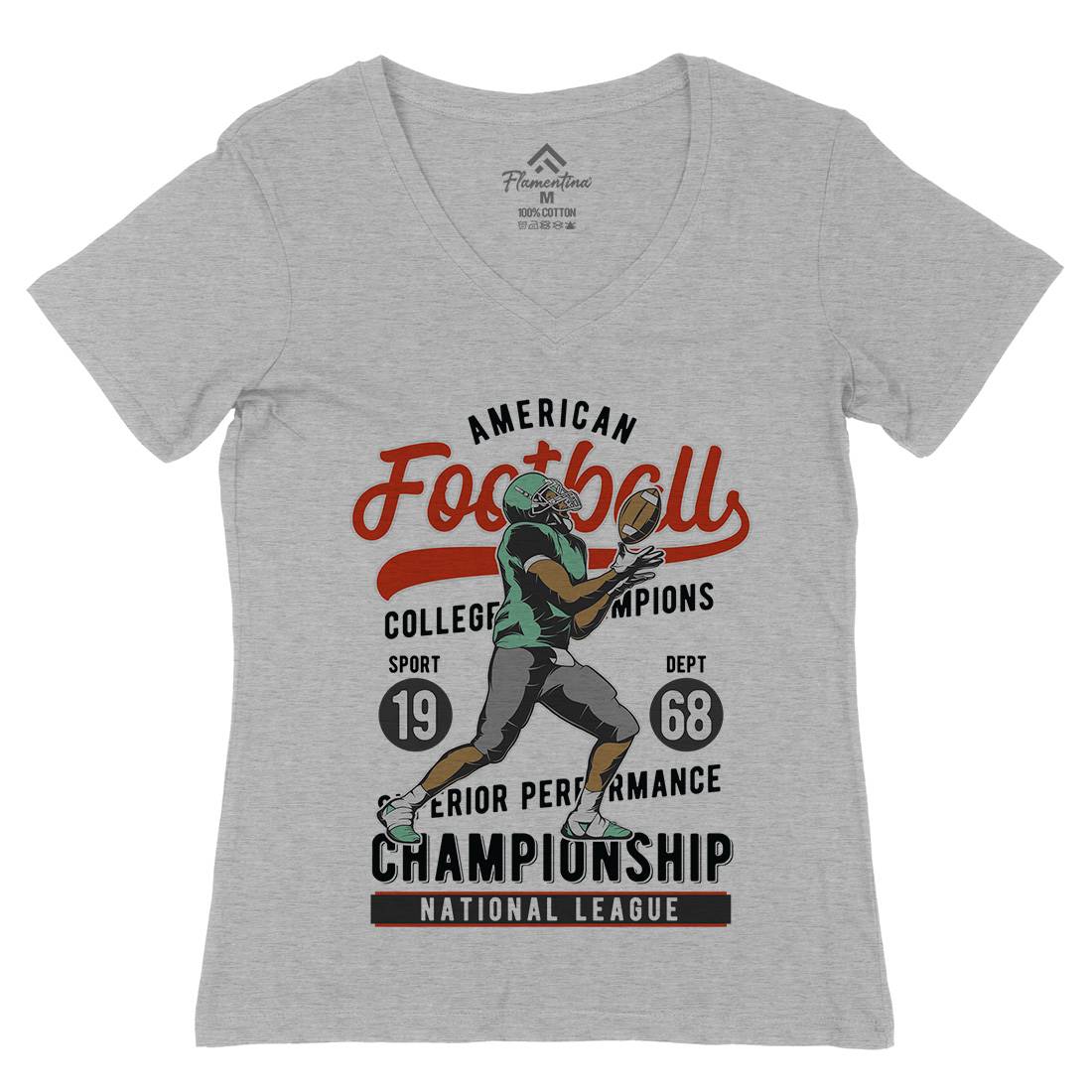 American Football Womens Organic V-Neck T-Shirt Sport C835