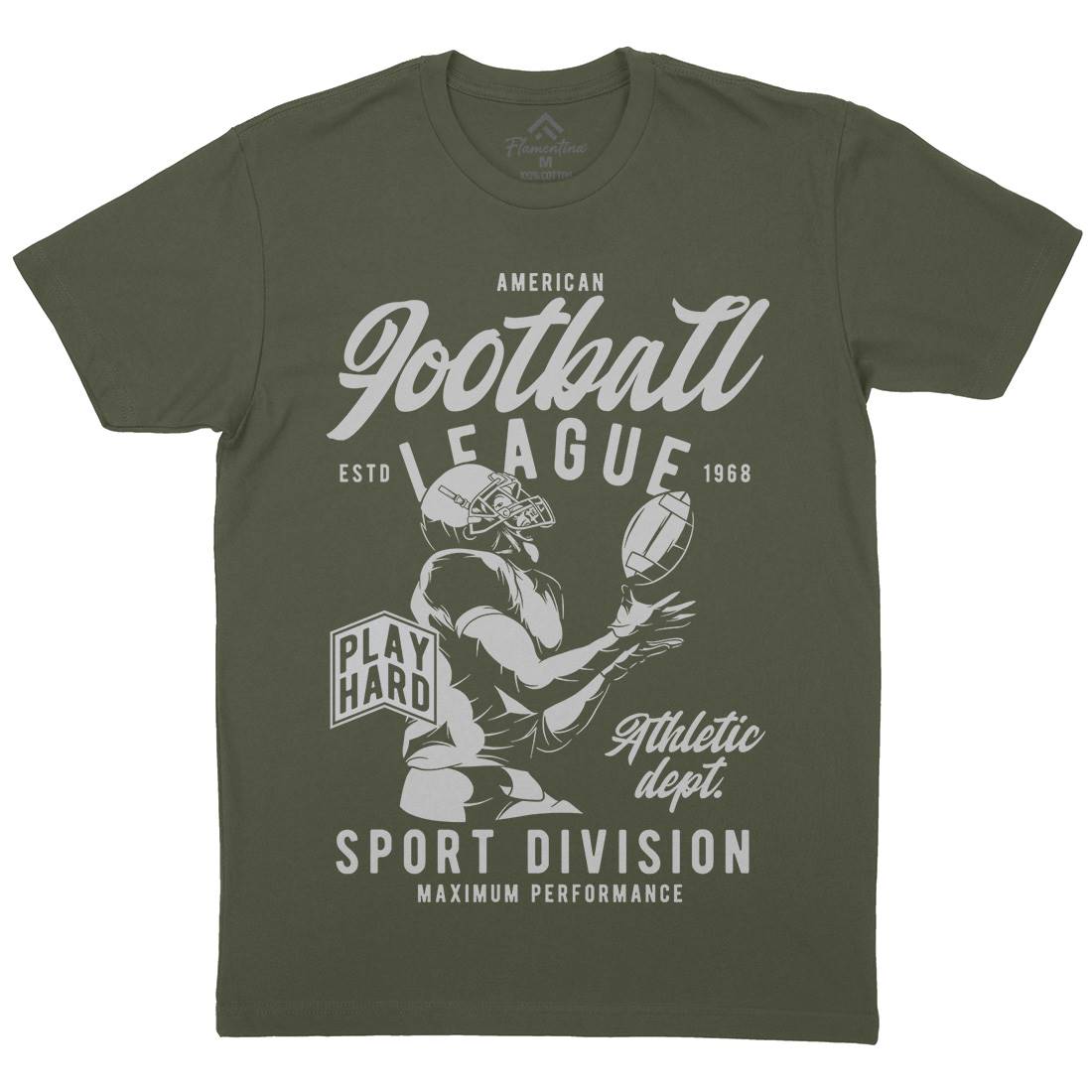 American Football Mens Organic Crew Neck T-Shirt Sport C836
