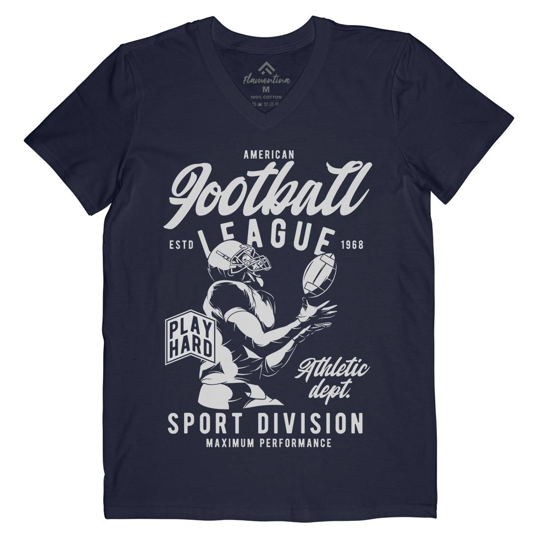 American Football Mens Organic V-Neck T-Shirt Sport C836