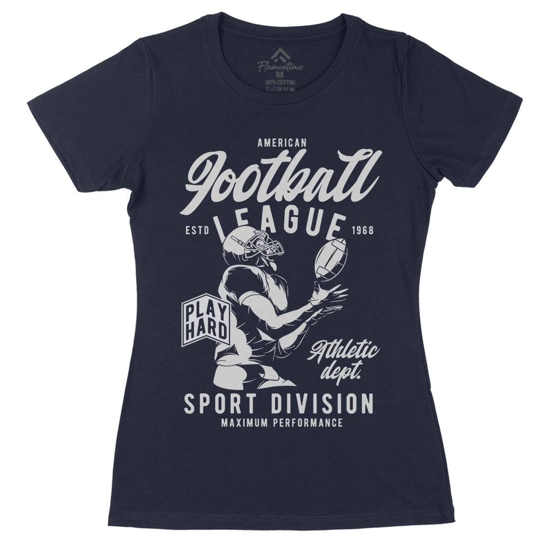American Football Womens Organic Crew Neck T-Shirt Sport C836