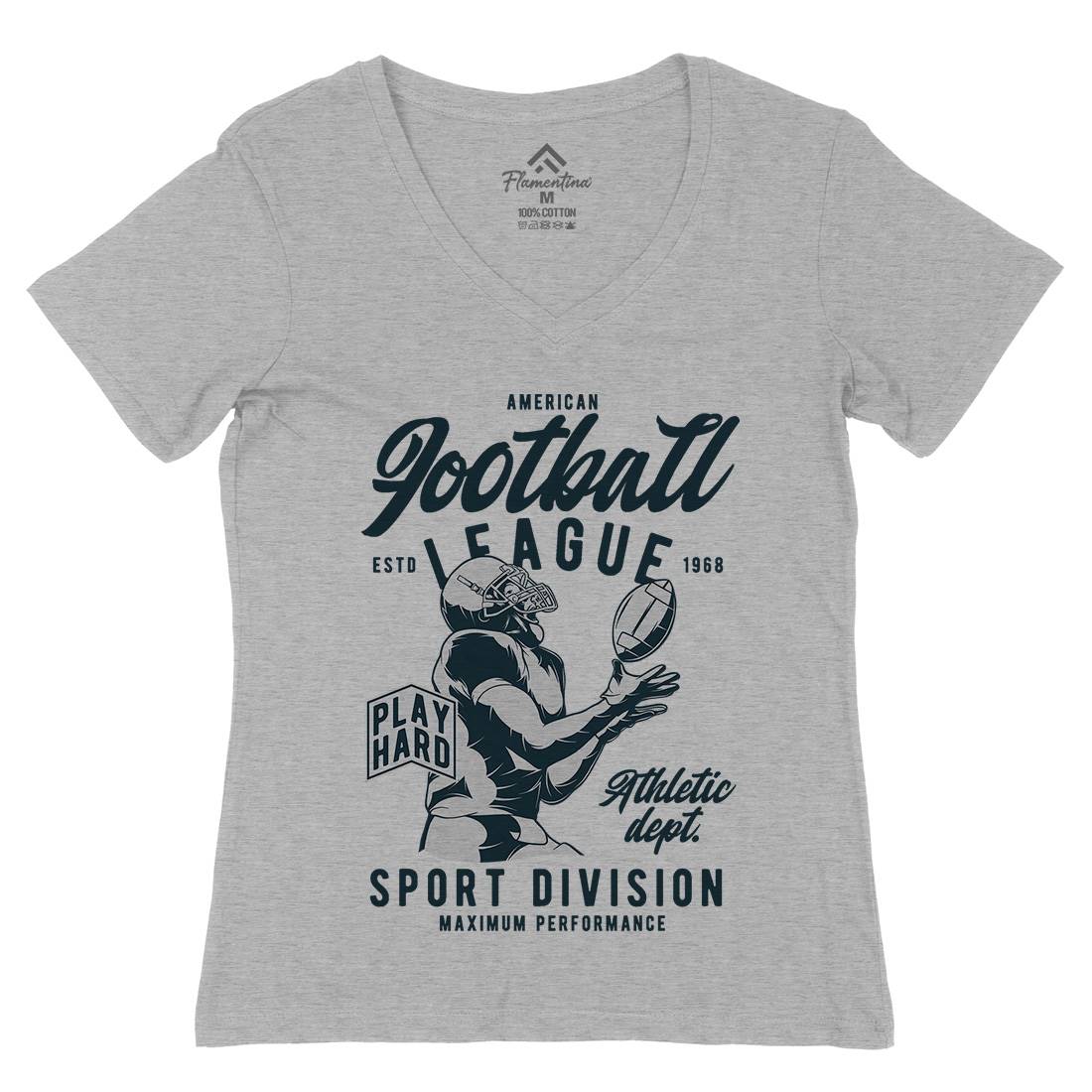 American Football Womens Organic V-Neck T-Shirt Sport C836