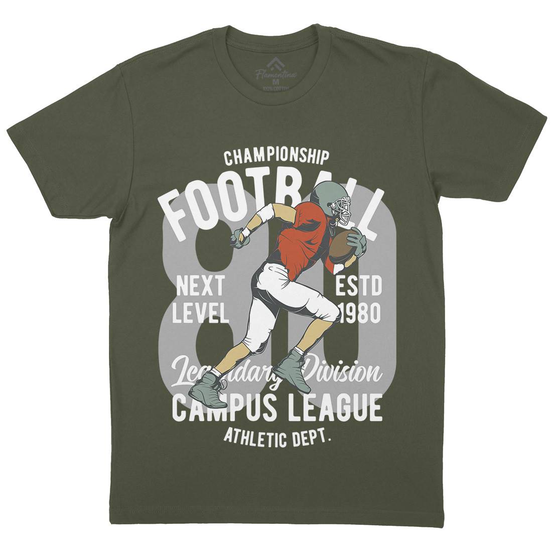American Football Mens Organic Crew Neck T-Shirt Sport C837