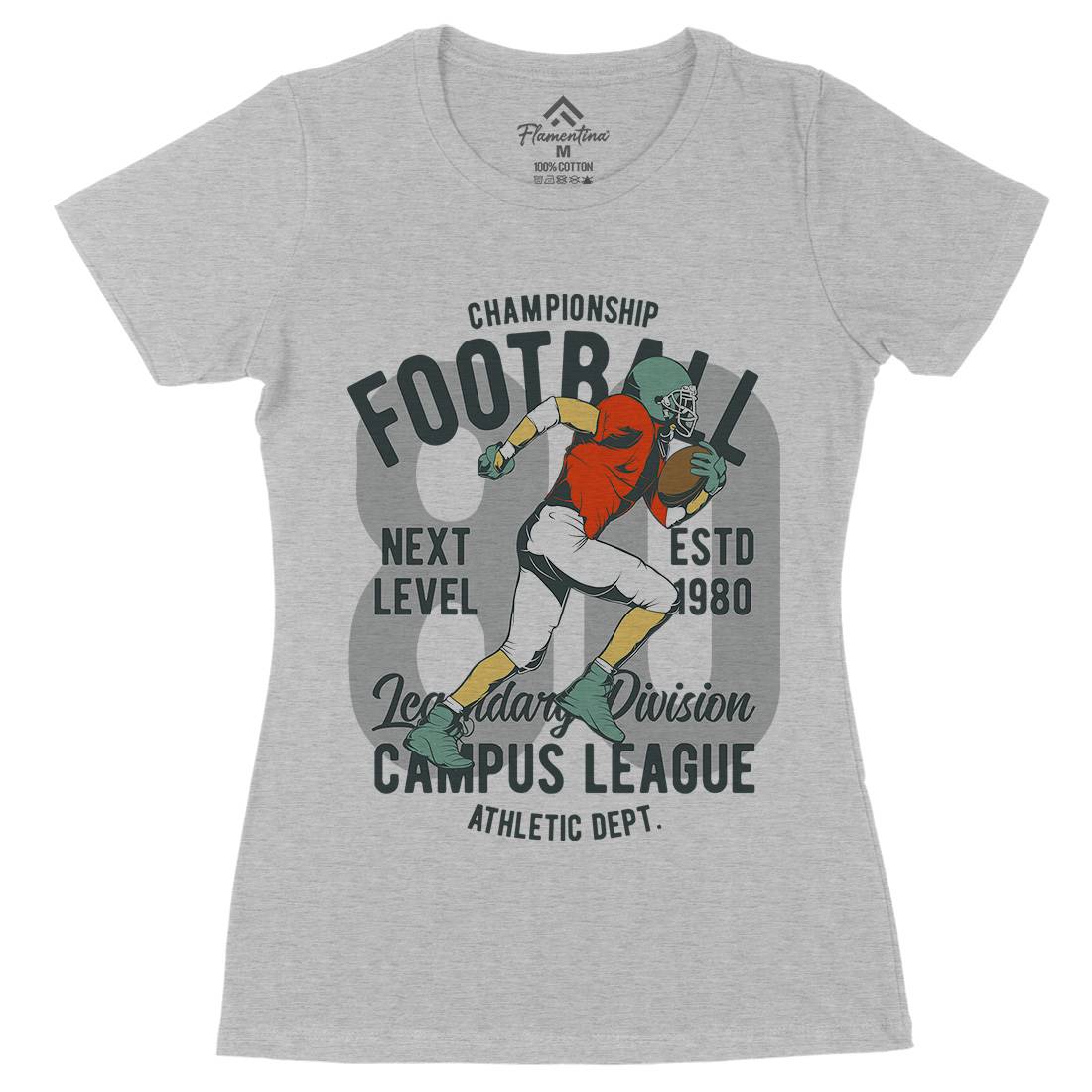 American Football Womens Organic Crew Neck T-Shirt Sport C837