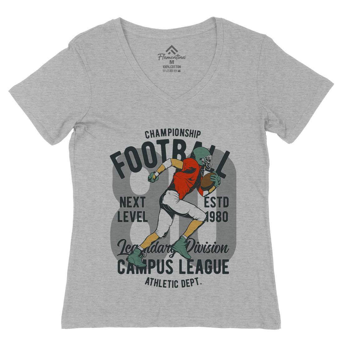 American Football Womens Organic V-Neck T-Shirt Sport C837