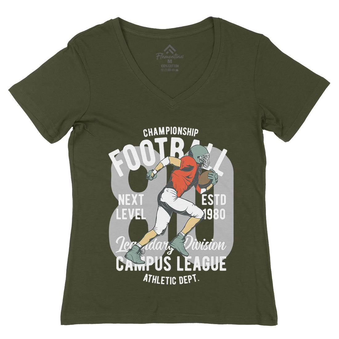 American Football Womens Organic V-Neck T-Shirt Sport C837