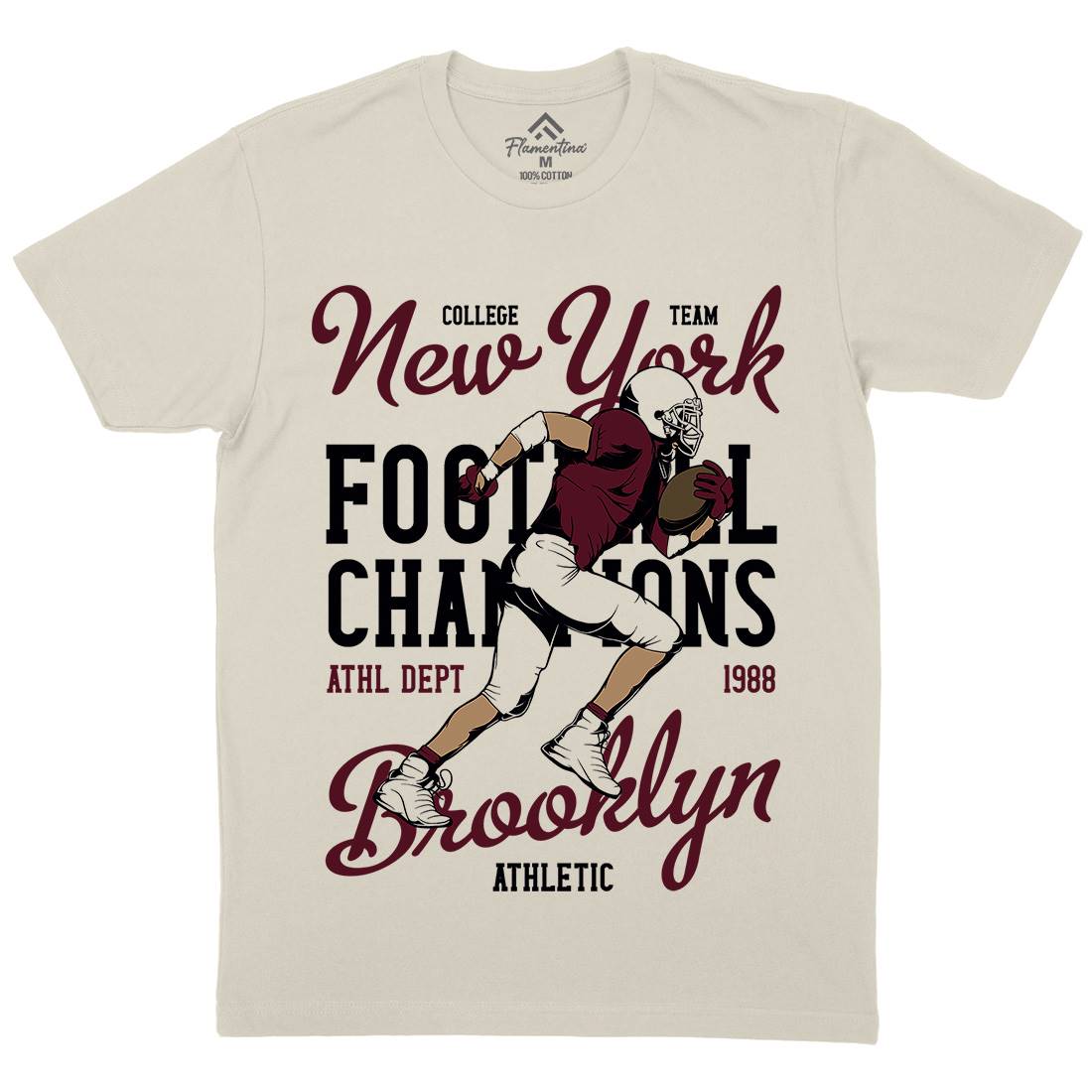 American Football Mens Organic Crew Neck T-Shirt Sport C838