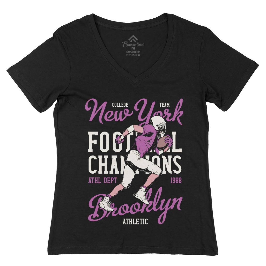 American Football Womens Organic V-Neck T-Shirt Sport C838