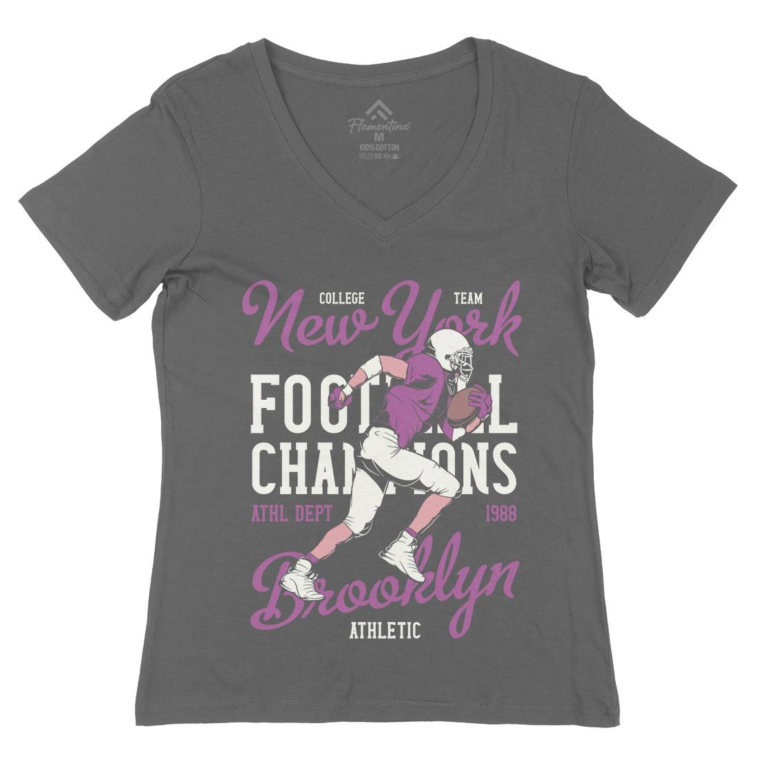 American Football Womens Organic V-Neck T-Shirt Sport C838