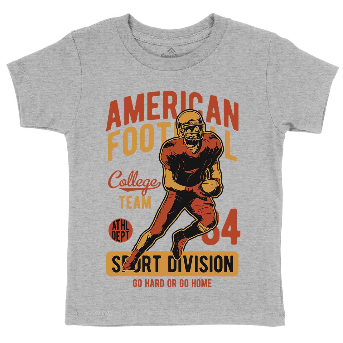 American Football Kids Organic Crew Neck T-Shirt Sport C839