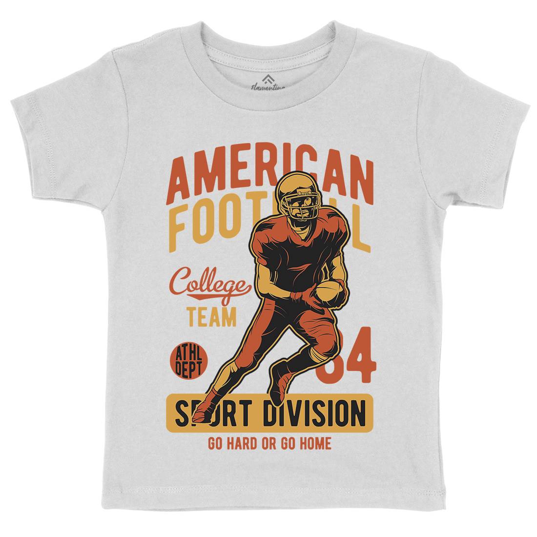 American Football Kids Organic Crew Neck T-Shirt Sport C839