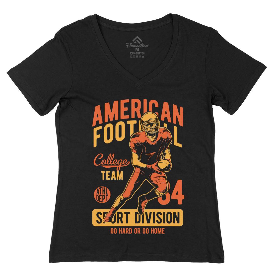 American Football Womens Organic V-Neck T-Shirt Sport C839