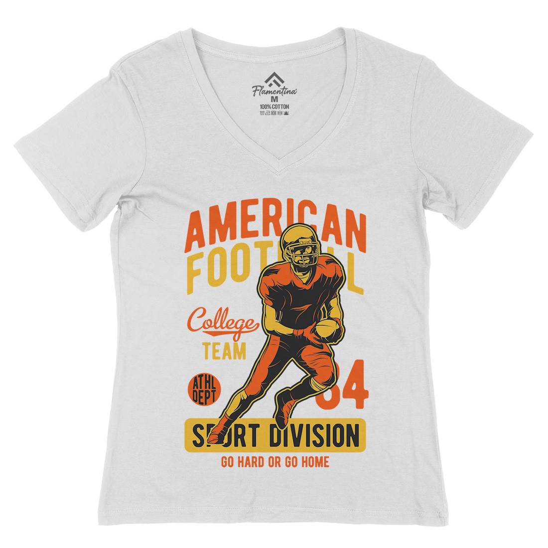 American Football Womens Organic V-Neck T-Shirt Sport C839