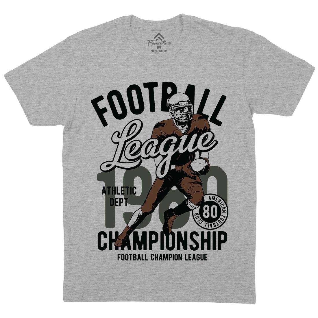 American Football Mens Organic Crew Neck T-Shirt Sport C840