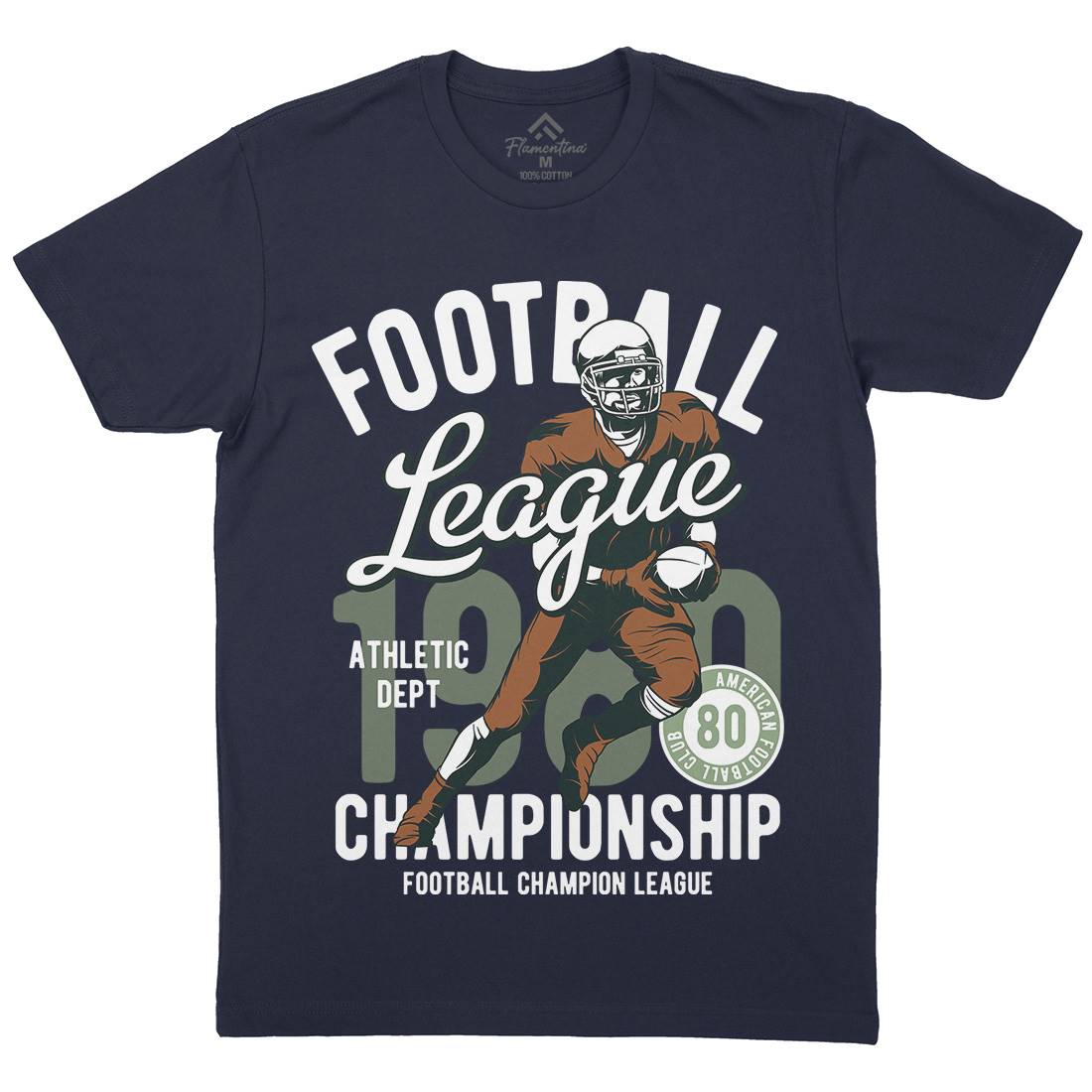American Football Mens Organic Crew Neck T-Shirt Sport C840