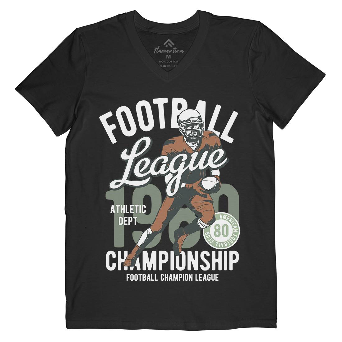 American Football Mens Organic V-Neck T-Shirt Sport C840