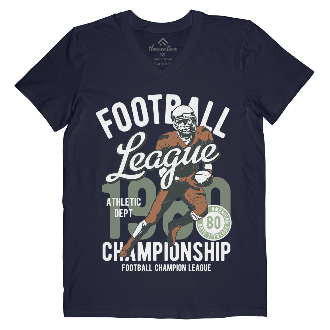 American Football Mens Organic V-Neck T-Shirt Sport C840