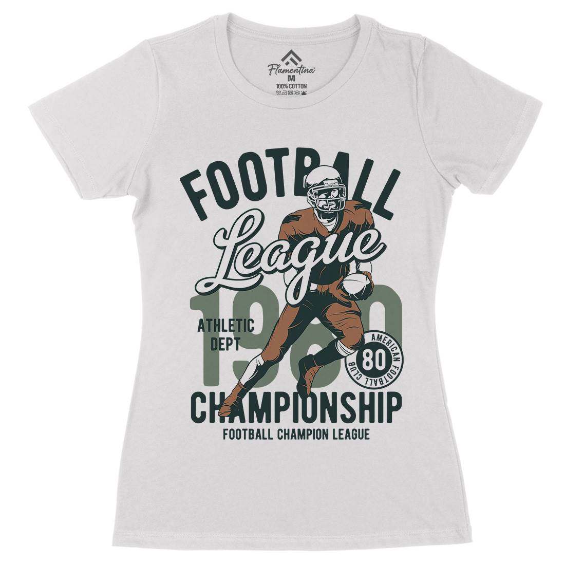 American Football Womens Organic Crew Neck T-Shirt Sport C840