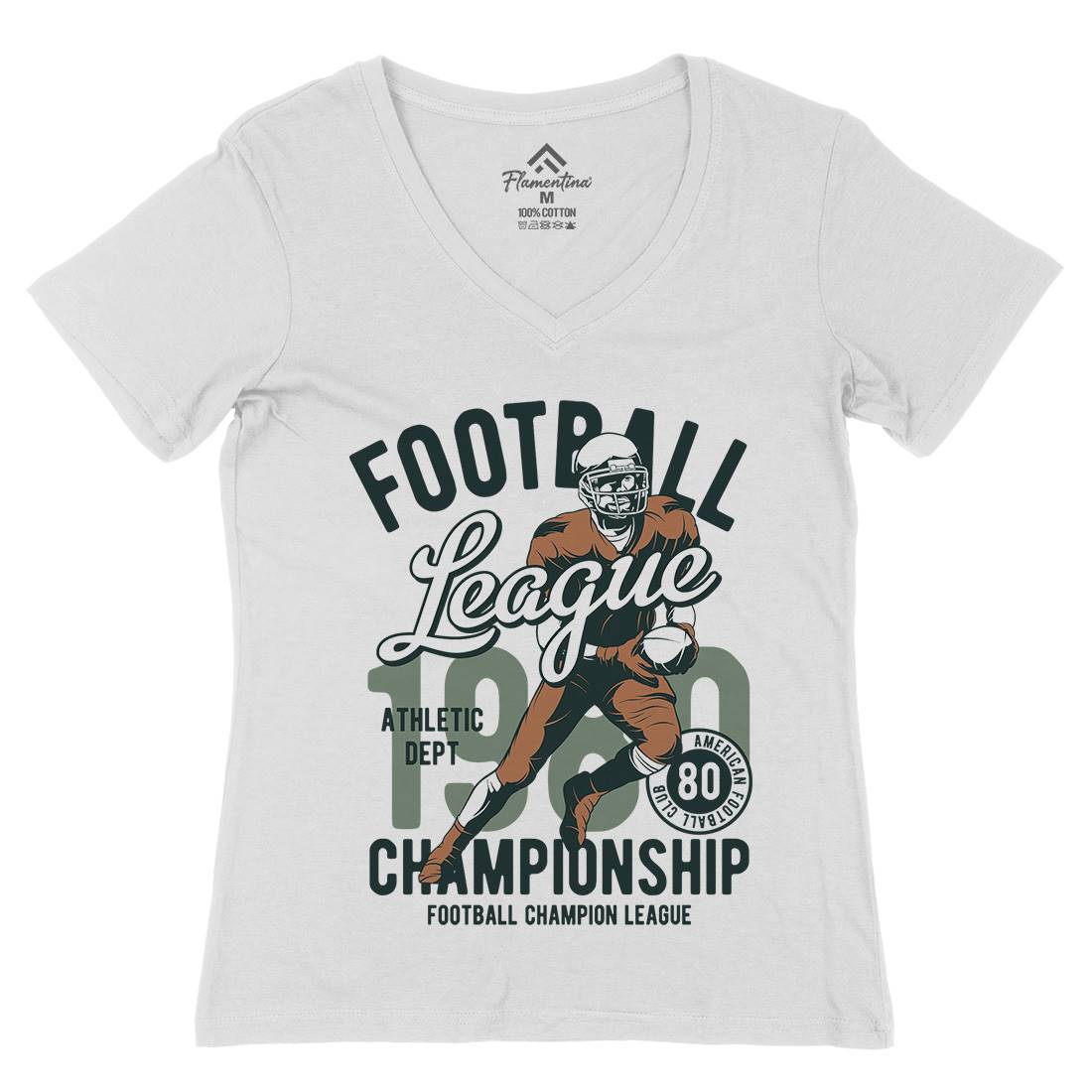 American Football Womens Organic V-Neck T-Shirt Sport C840