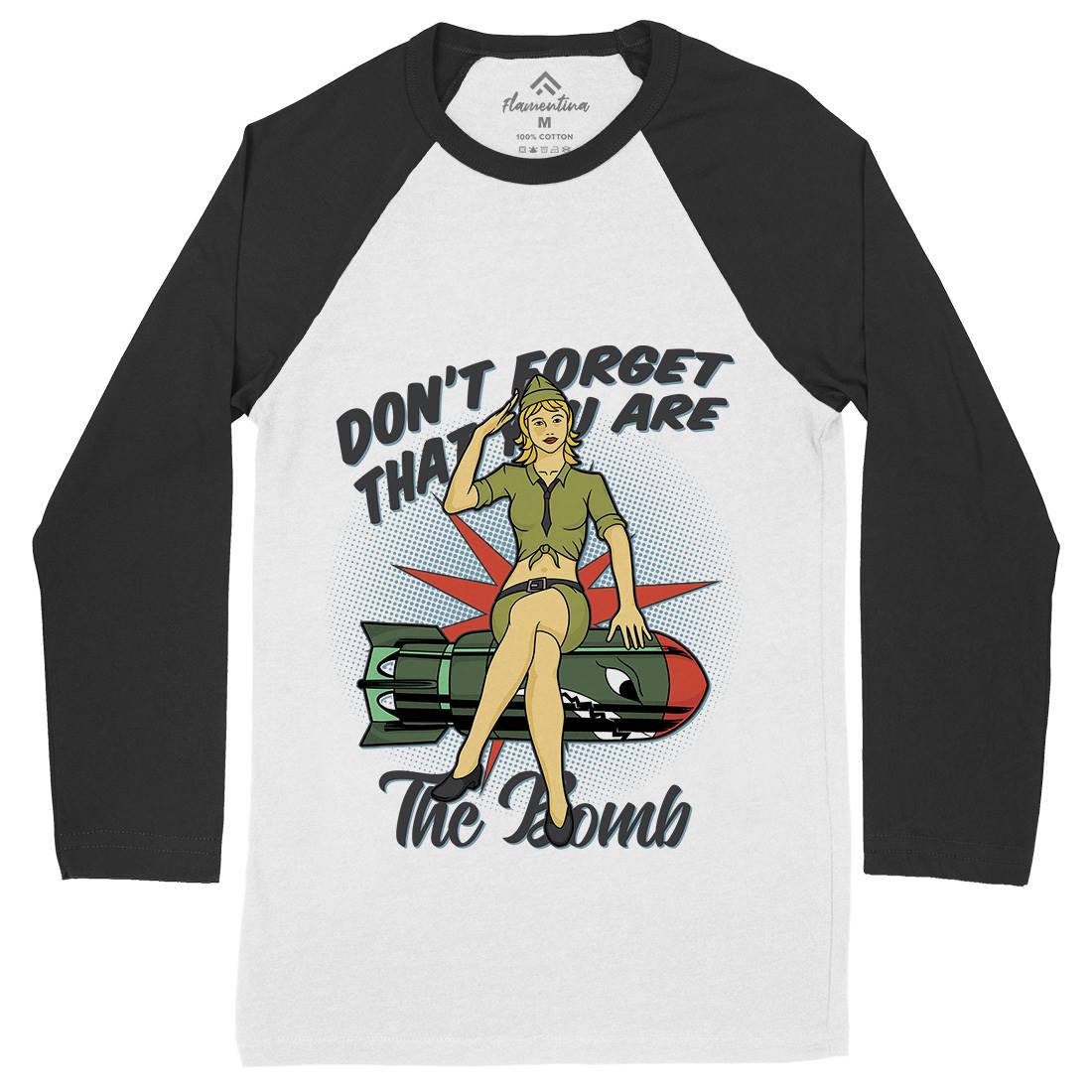 Girl Mens Long Sleeve Baseball T-Shirt Army C841