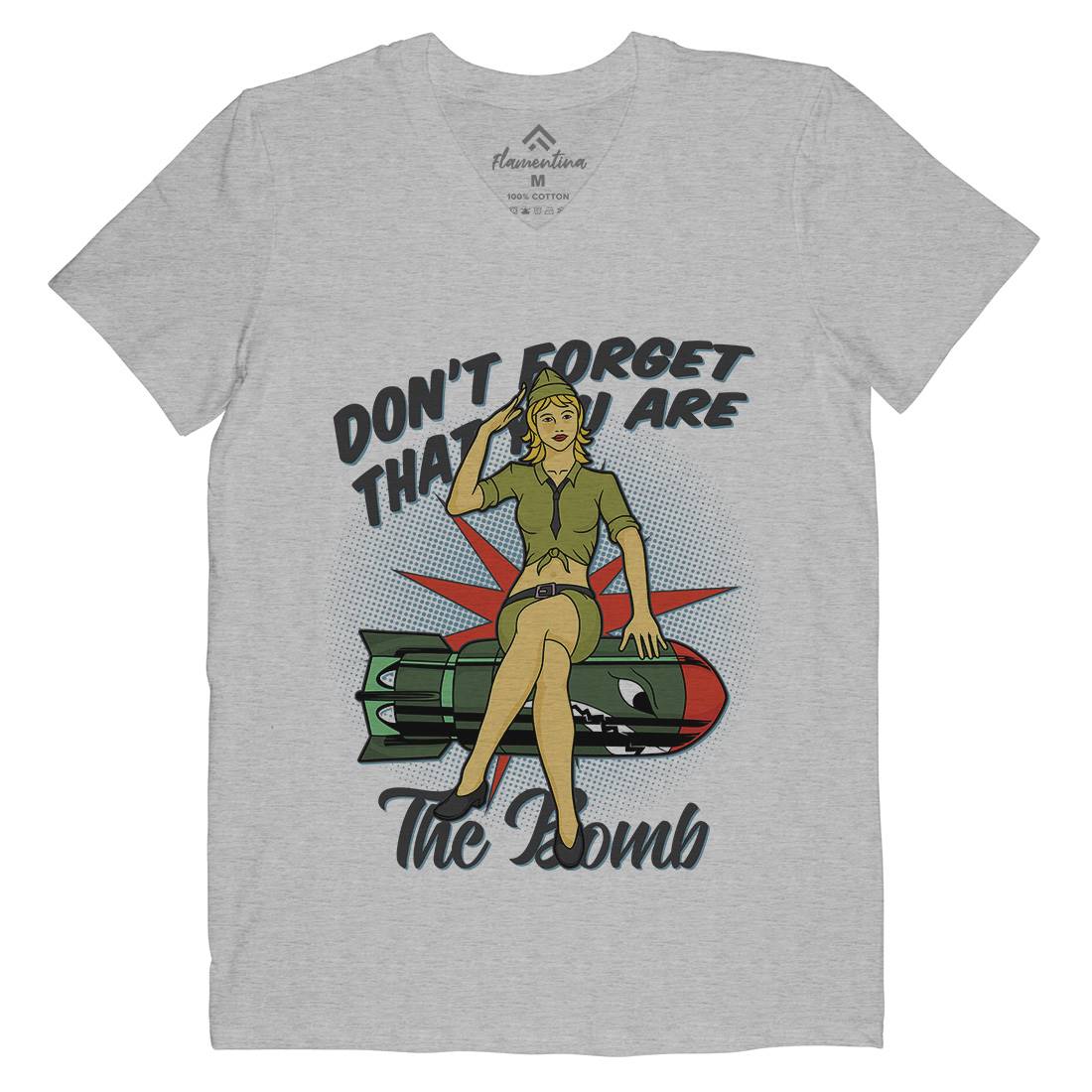 Girl Mens V-Neck T-Shirt Army C841