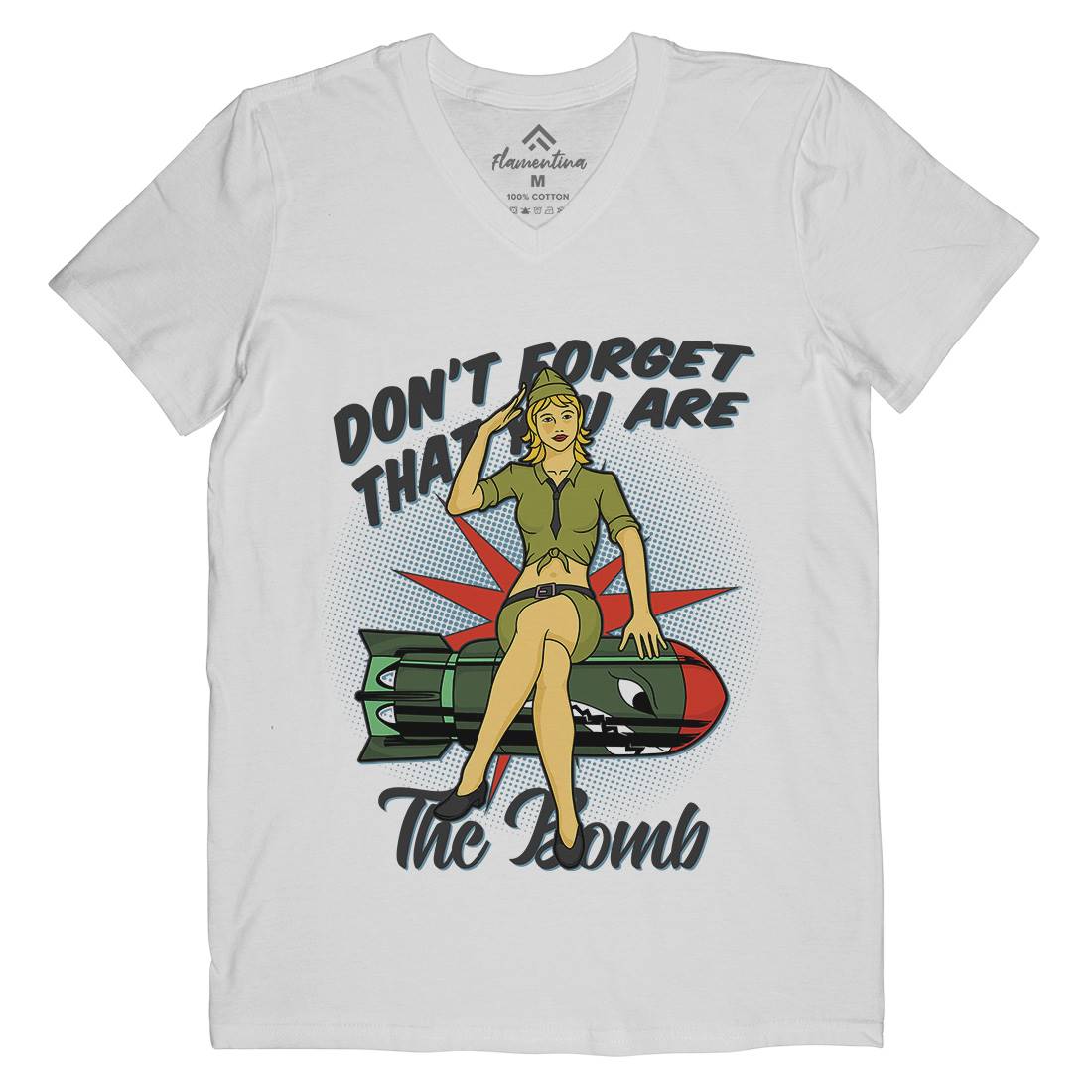 Girl Mens Organic V-Neck T-Shirt Army C841