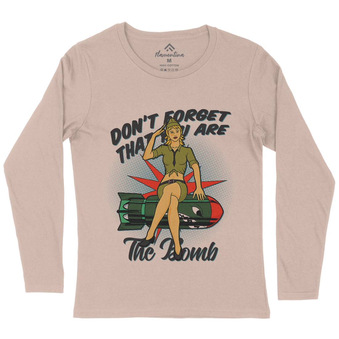 Girl Womens Long Sleeve T-Shirt Army C841