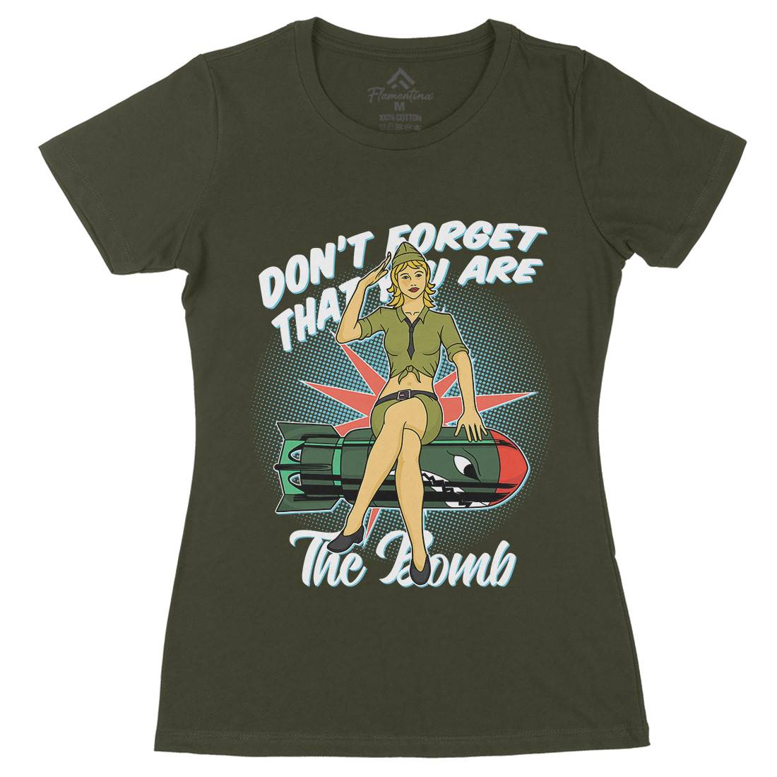 Girl Womens Organic Crew Neck T-Shirt Army C841