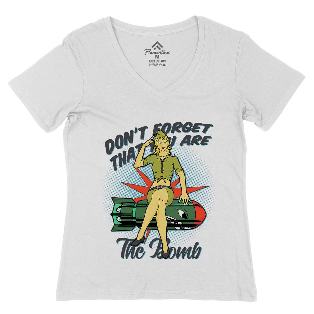 Girl Womens Organic V-Neck T-Shirt Army C841
