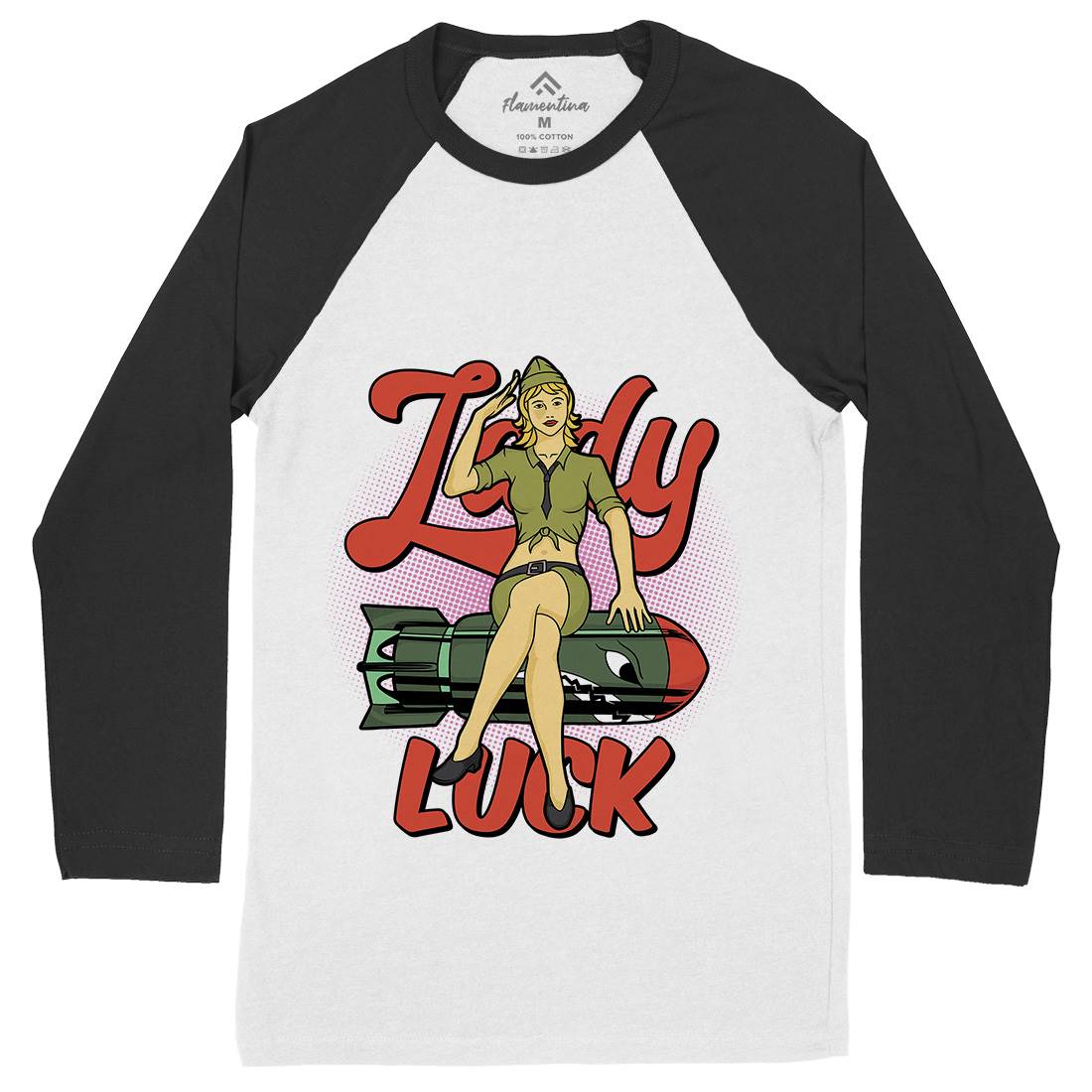 Girl Mens Long Sleeve Baseball T-Shirt Army C842